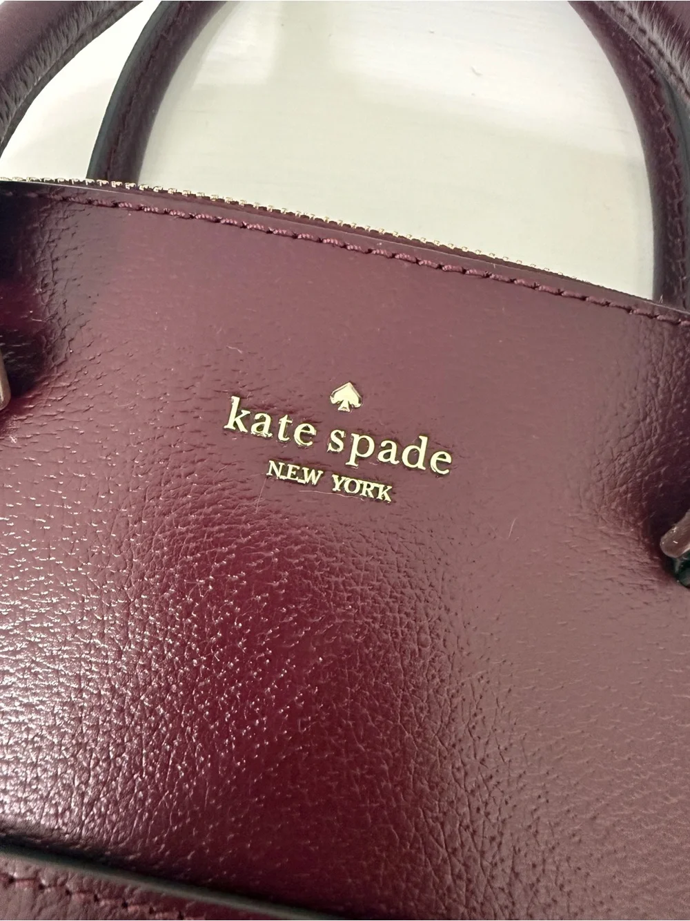 kate spade pebbled leather satchel — plum